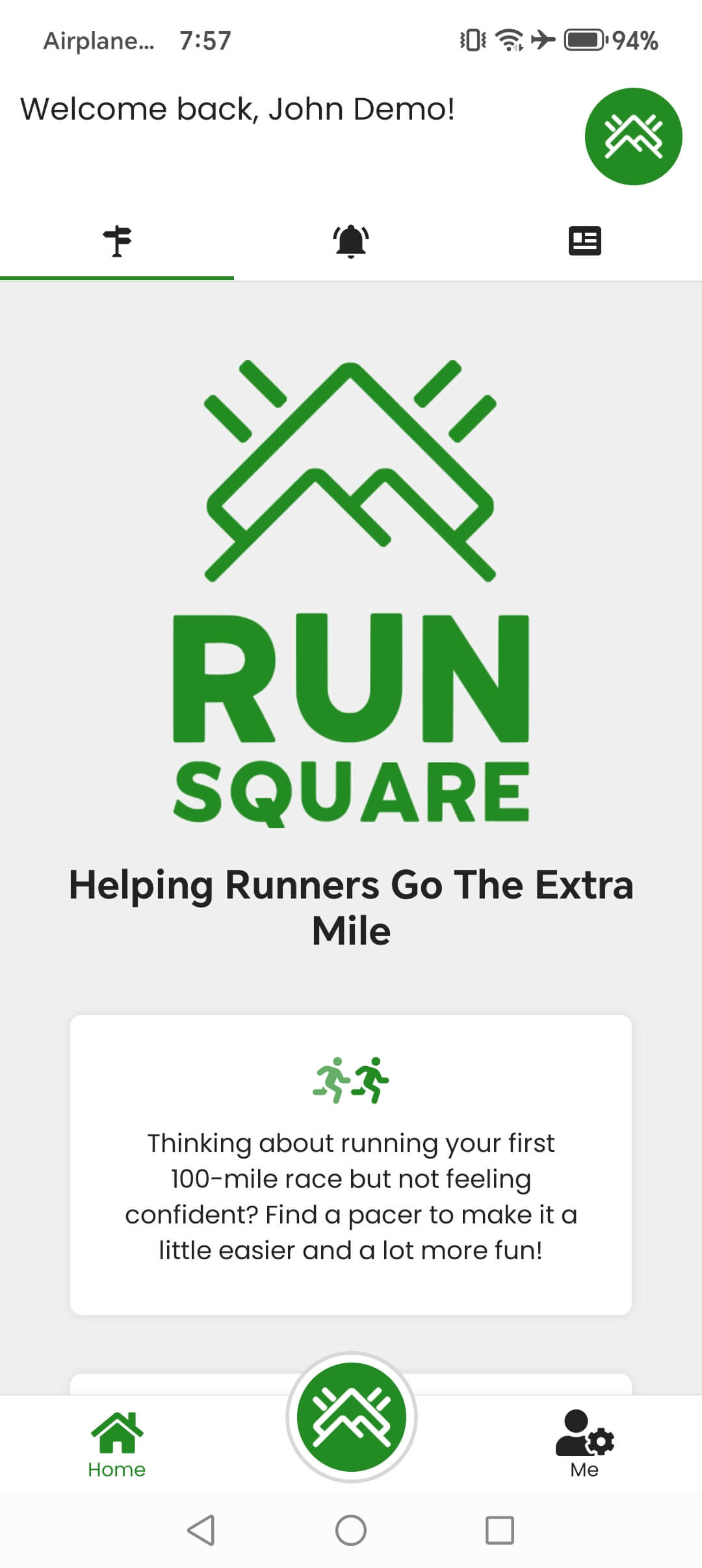 RunSquare App Home